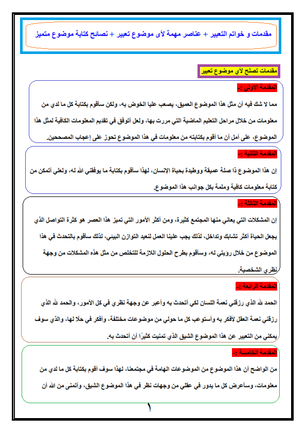 مقدمة تعبير للصف الخامس الابتدائى - افضل مقدمة لمواضيع التعبير 1590