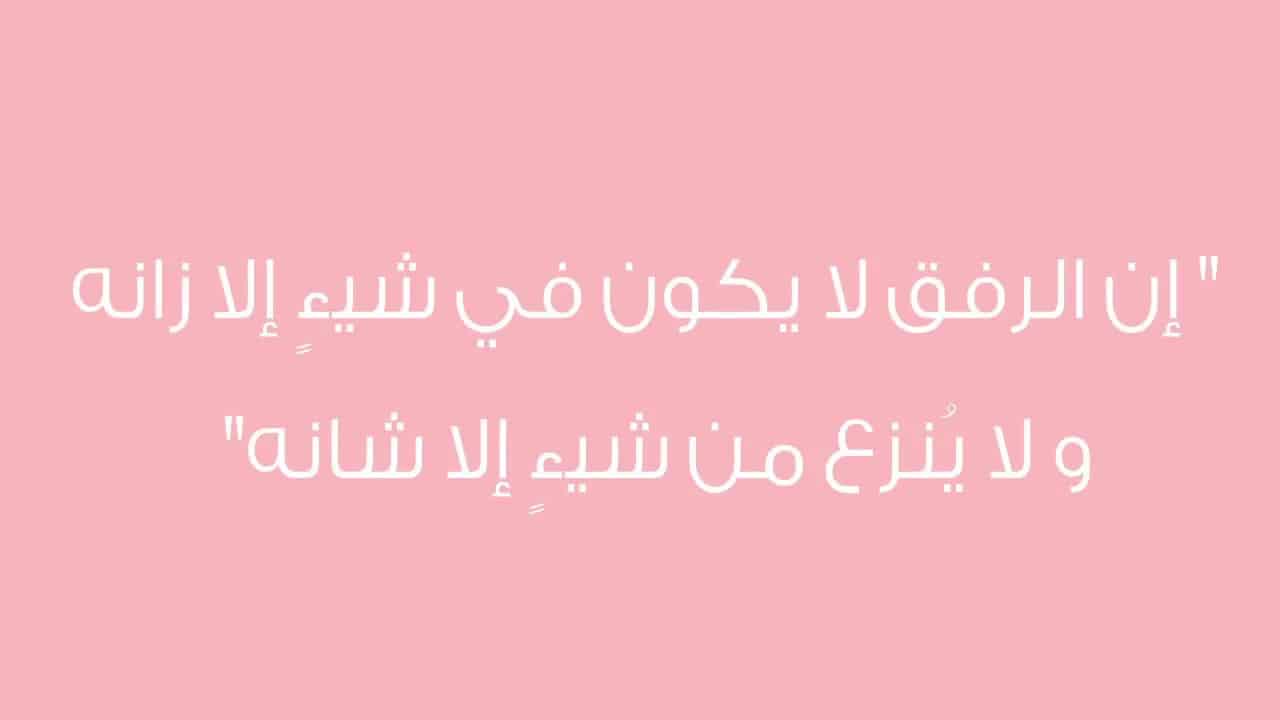 موضوع قصير عن الرفق - مانزع الرفق من شئ الا شانه 477 2