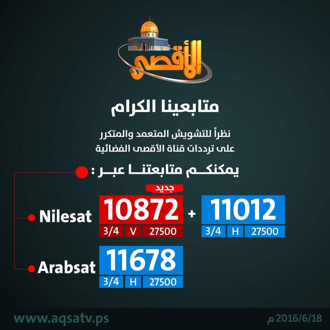 تردد قناة الاقصى الجديد - قناه غزه 1515 1